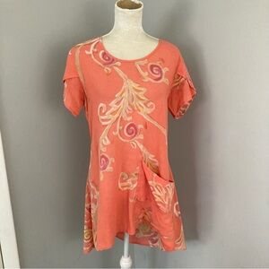 Winter Sun artsy Lagenlook blouse tunic fair trade hand painted cotton size M
